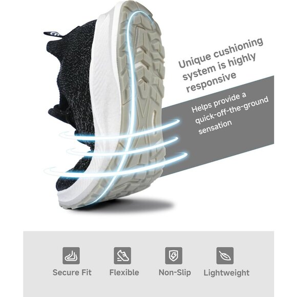 Mens Running Shoes Walking Sneakers Sports Fashion Casual Black Mesh Footwear - Picture 3 of 7